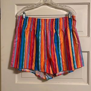 Women’s Multicolor Striped Elastic Waist Shorts